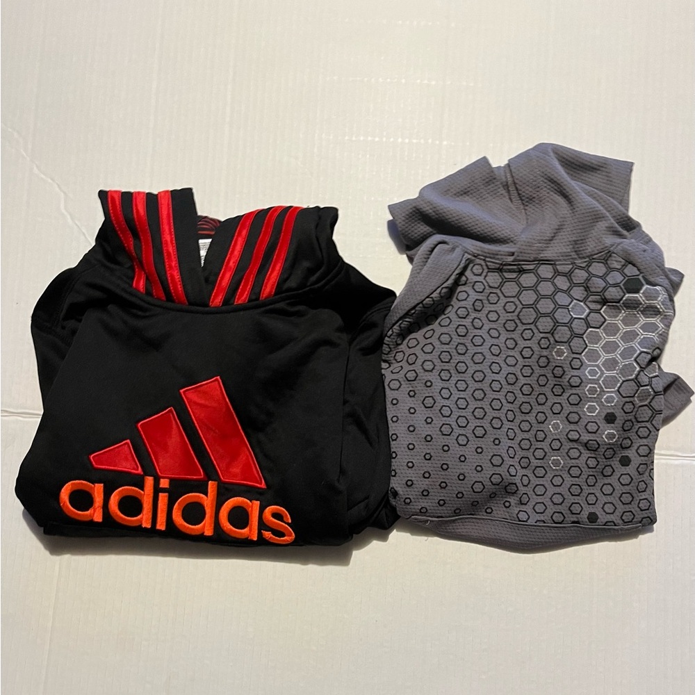 Two boys dry fit hoodies, size 6.